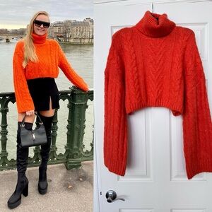 Zara Vibrant Orange Turtleneck Sweater
